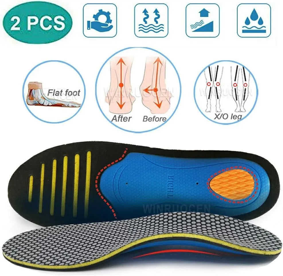LLIMUE 2 Pieces EVA Orthopedic Insoles Orthotics Flat Foot Health Sole Pad for Shoes Insert Arch Support Pad