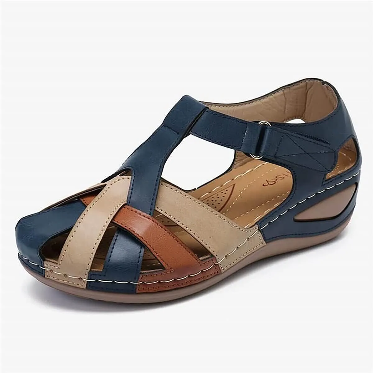 LONG-M Women's Orthopedic Sandals, Summer Beach Comfort Platform Wedge Sandals, Gladiator Athletic Bow Flat Sandals