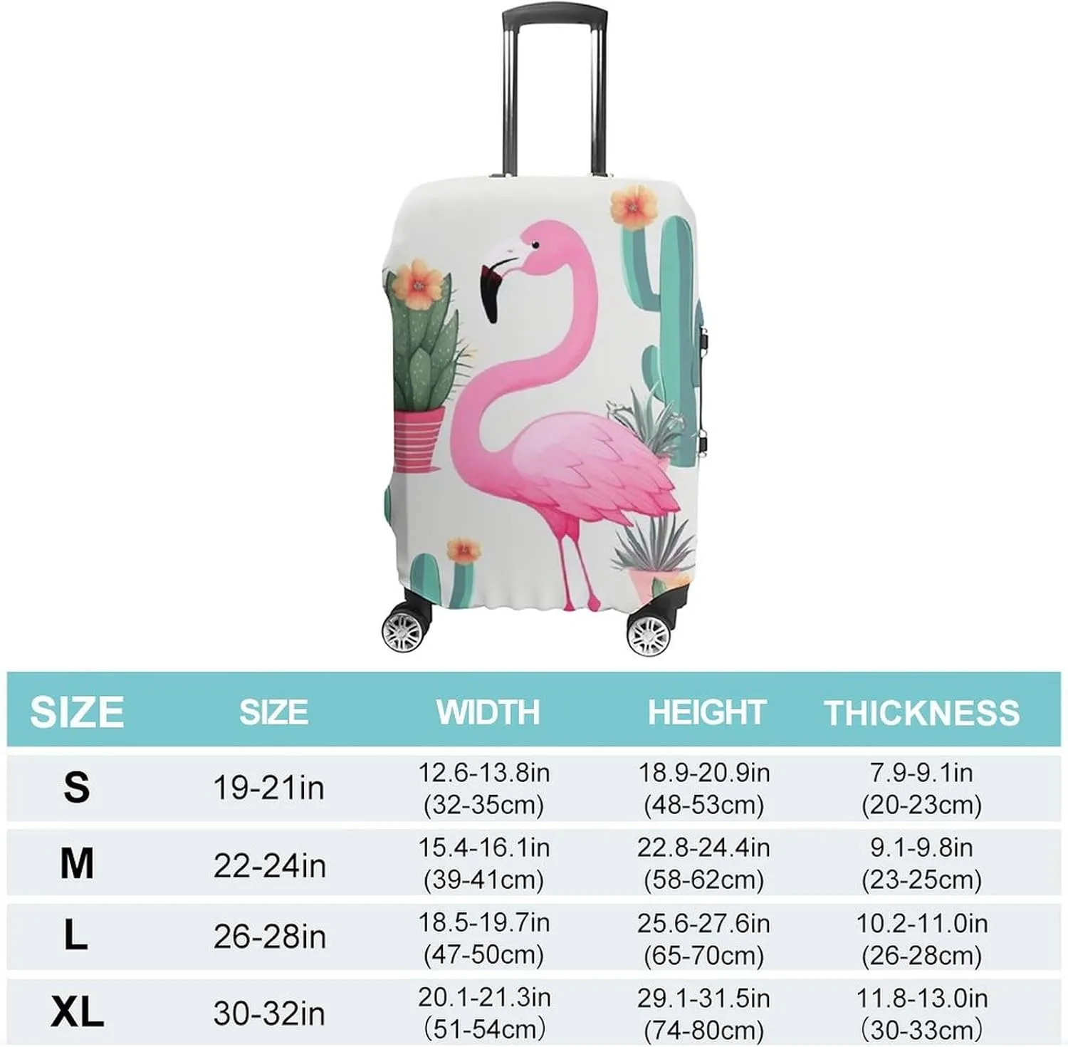 Luggage Cover Travel Suitcase Cover Elastic Washable Luggage Protector with Zipper Tropical Flamingo Cute Cactus Anti Scratch Suitcase Protector Funny Luggage Sleeve for Suitcase 19'' - 32''