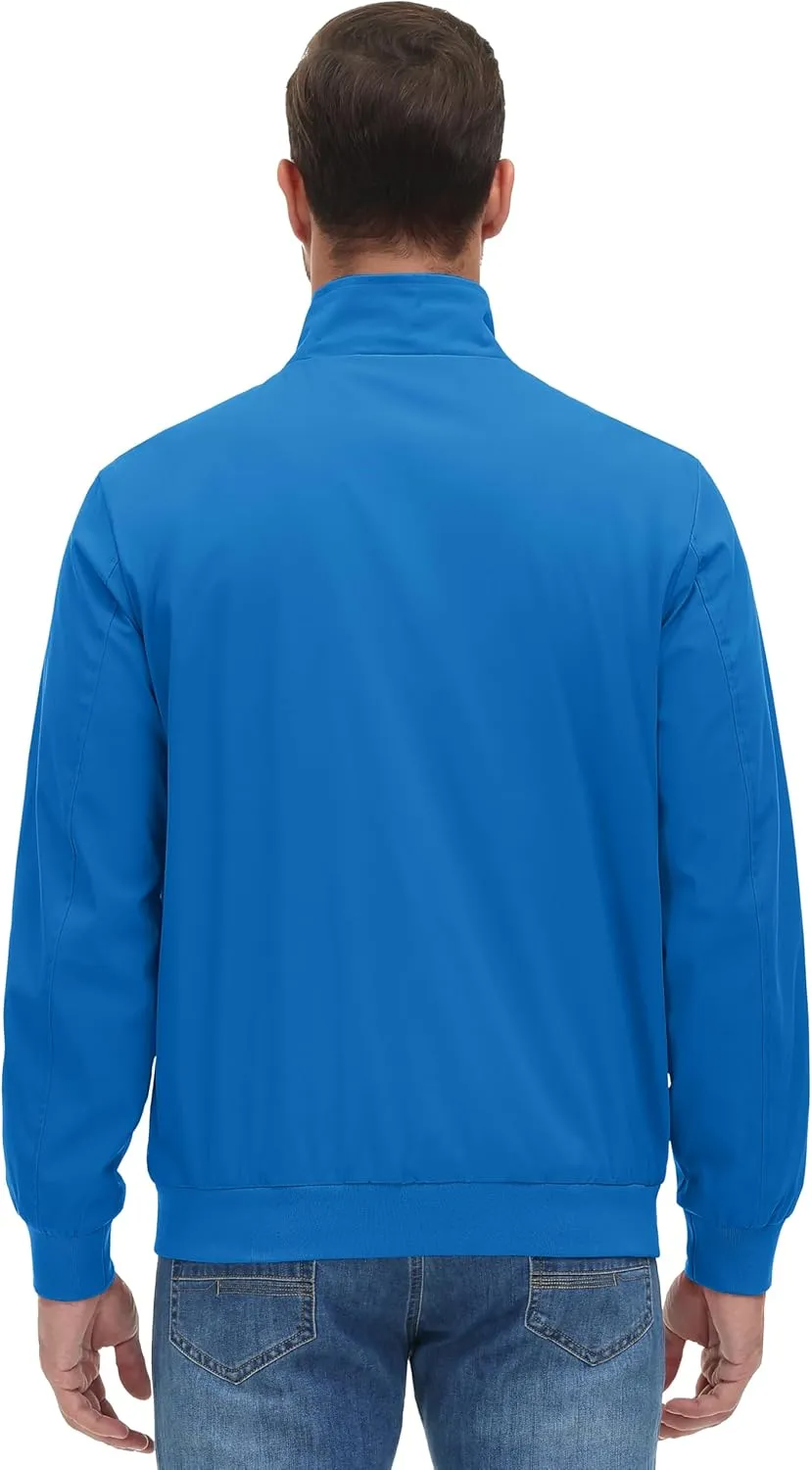 MAGCOMSEN Men's Lightweight Bomber Jacket Windproof Water Resistant Zip Up Coat Stand Up Collar Windbreaker with 3 Pockets