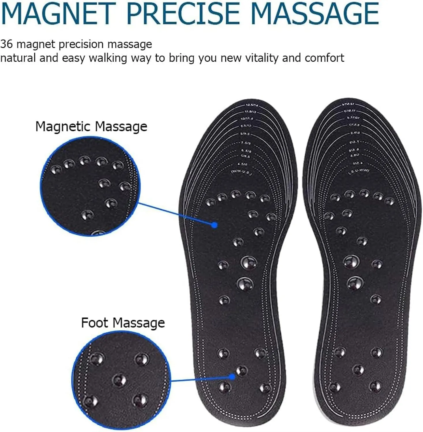 Magnetic Insoles, Magnetic Therapy Insoles, Orthopedic Insoles for Men and Women, Reflexology Insoles Acupressure Insoles Plantar Fasciitis Foot Health Care,1 Pair