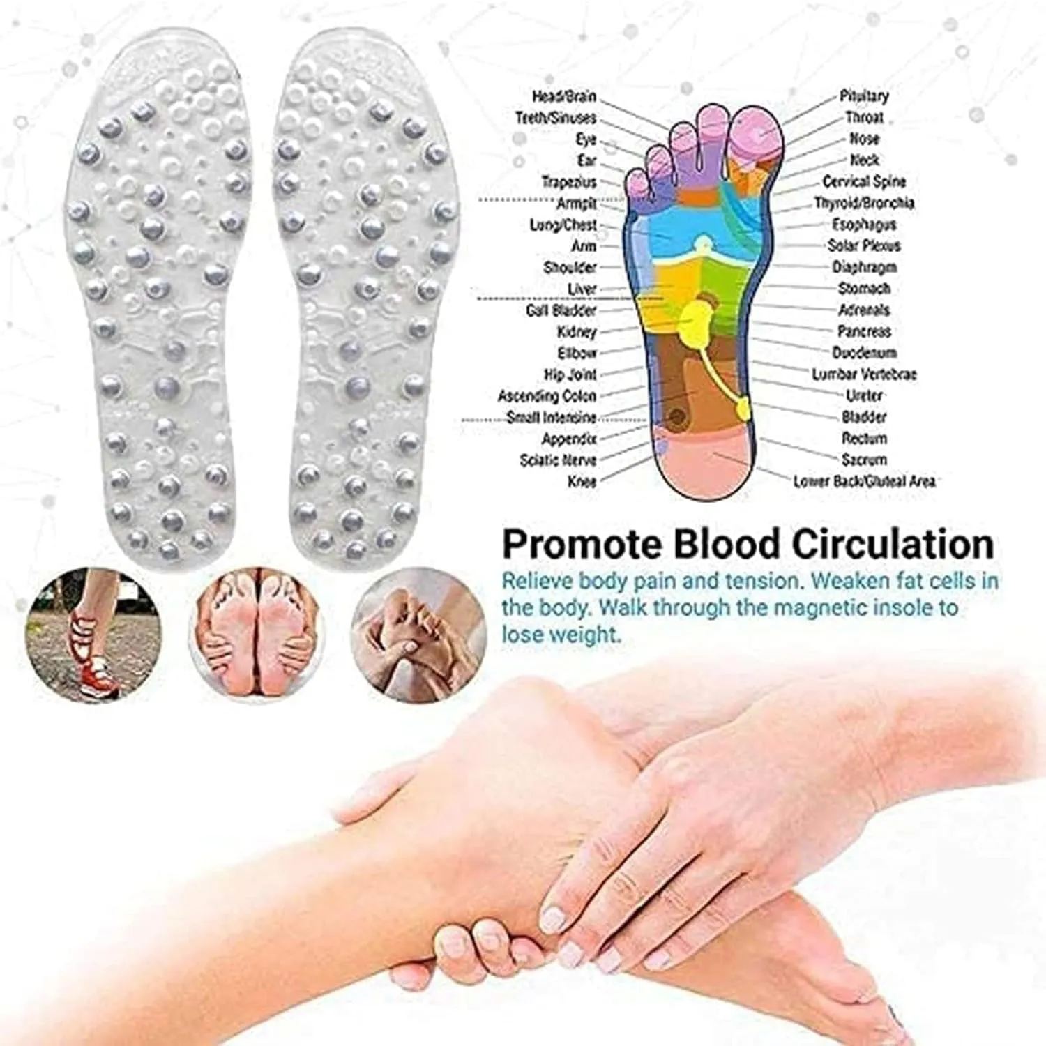 Magnetic Insoles, Magnetic Therapy Insoles, Orthopedic Insoles for Men and Women, Reflexology Insoles Acupressure Insoles Plantar Fasciitis Foot Health Care,44
