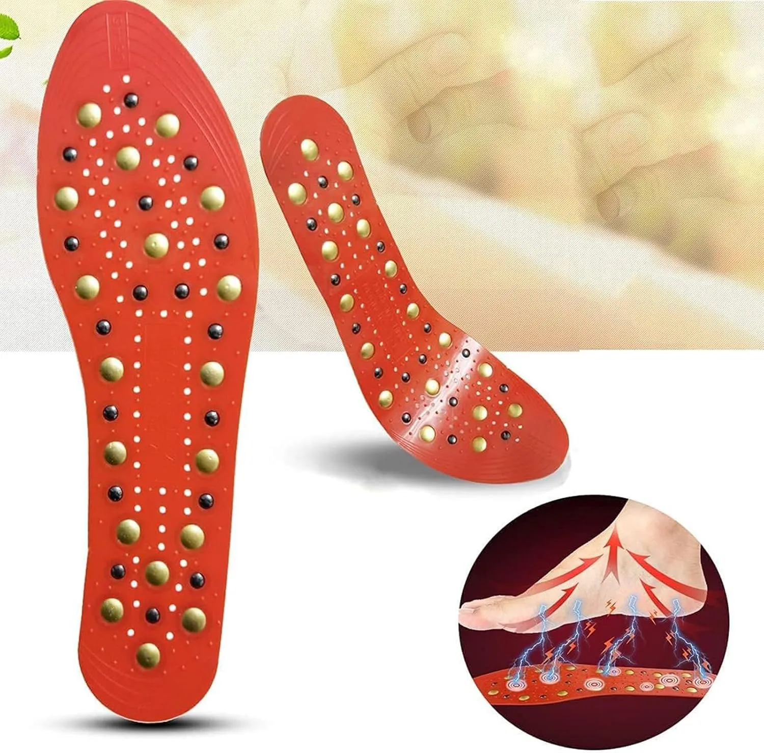 Magnetic Insoles Massage Insoles Magnetic Therapy Insoles Orthopedic Insoles for Men and Women Reflexology Acupressure Insoles Plantar Fasciitis Foot Health Care,1 Pair,White