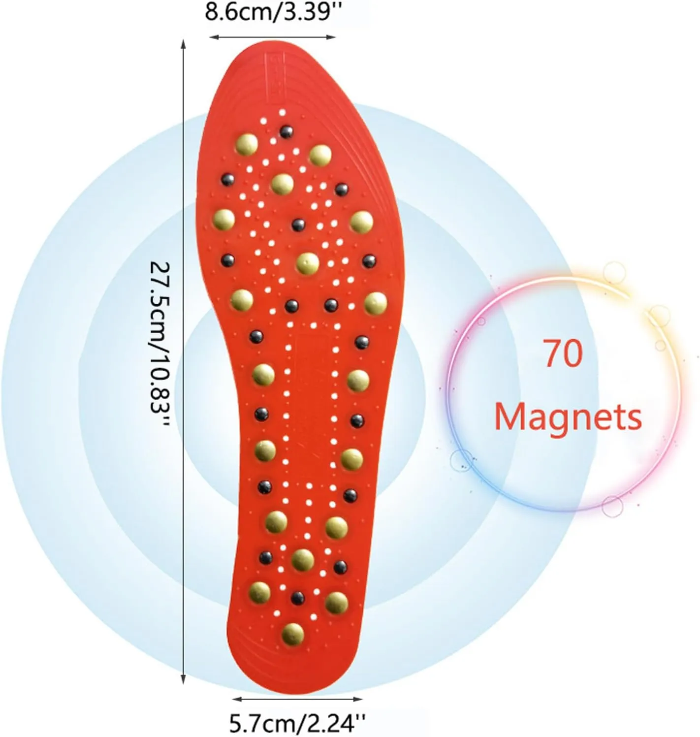Magnetic Insoles Massage Insoles Magnetic Therapy Insoles Orthopedic Insoles for Men and Women Reflexology Acupressure Insoles Plantar Fasciitis Foot Health Care,1 Pair,White