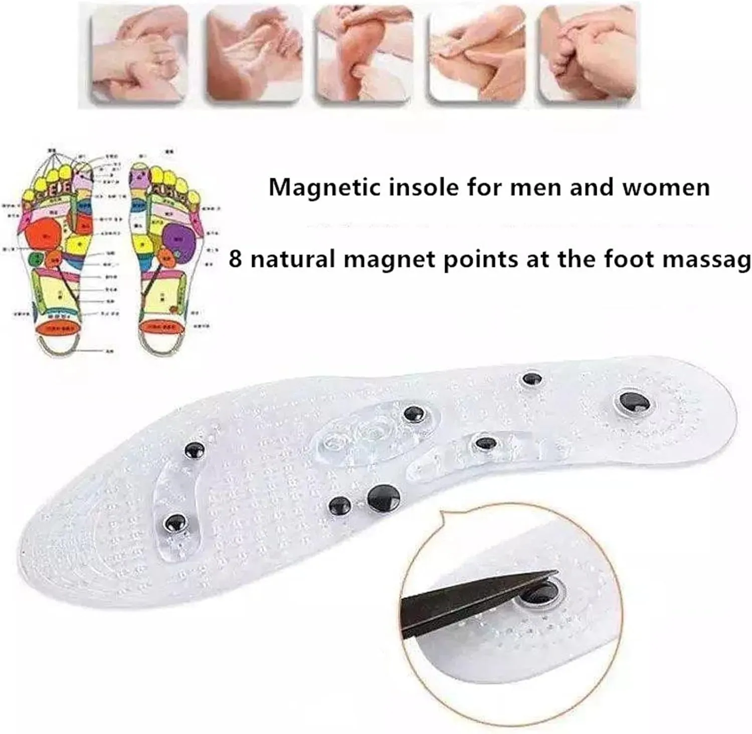 Magnetic Massage Insoles, Acupressure Insoles, Orthopaedic Insoles for Women and Men, Foot Circulation Fatigue Relief for Flat Feet, Plantar Fasciitis, Foot Pain,M