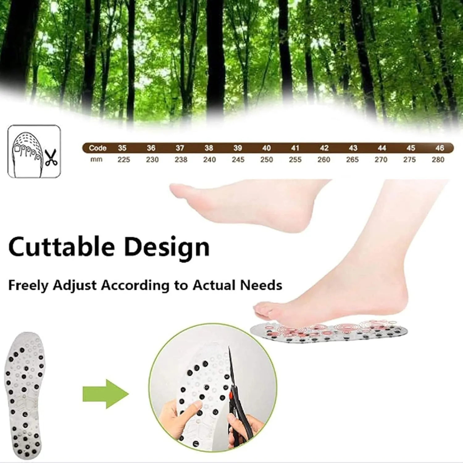 Magnetic Massage Insoles, Acupressure Magnetic Insoles for Weight Loss, Orthopedic Insoles, Reflexology Pain Relief Shoe Insoles for Plantar Fasciitis,42