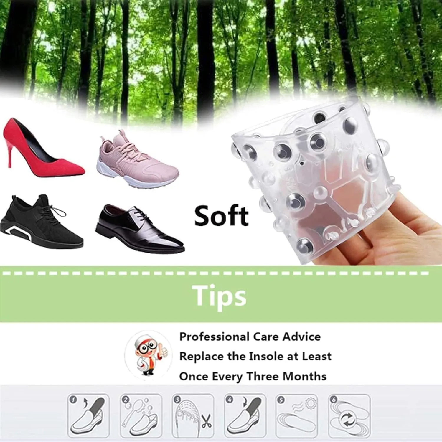 Magnetic Massage Insoles, Acupressure Magnetic Insoles for Weight Loss, Orthopedic Insoles, Reflexology Pain Relief Shoe Insoles for Plantar Fasciitis,42