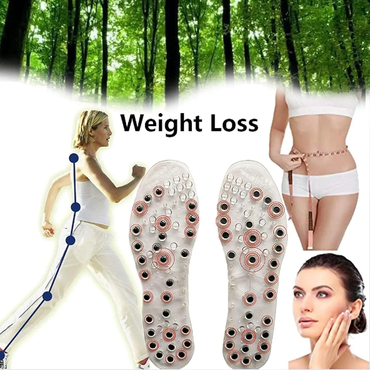 Magnetic Massage Insoles, Acupressure Magnetic Insoles for Weight Loss, Orthopedic Insoles, Reflexology Pain Relief Shoe Insoles for Plantar Fasciitis,42