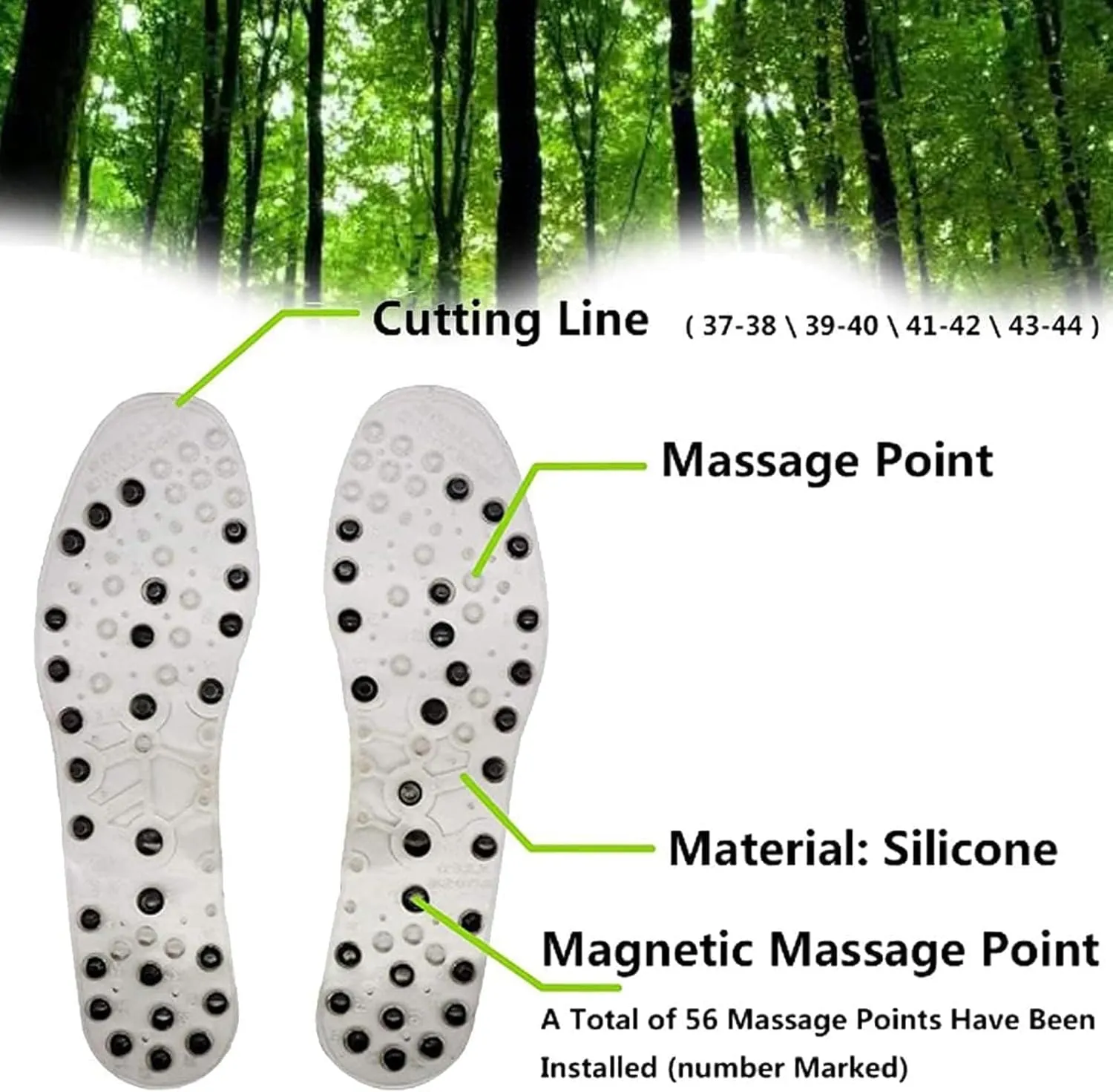 Magnetic Massage Insoles, Acupressure Magnetic Insoles for Weight Loss, Orthopedic Insoles, Reflexology Pain Relief Shoe Insoles for Plantar Fasciitis,42