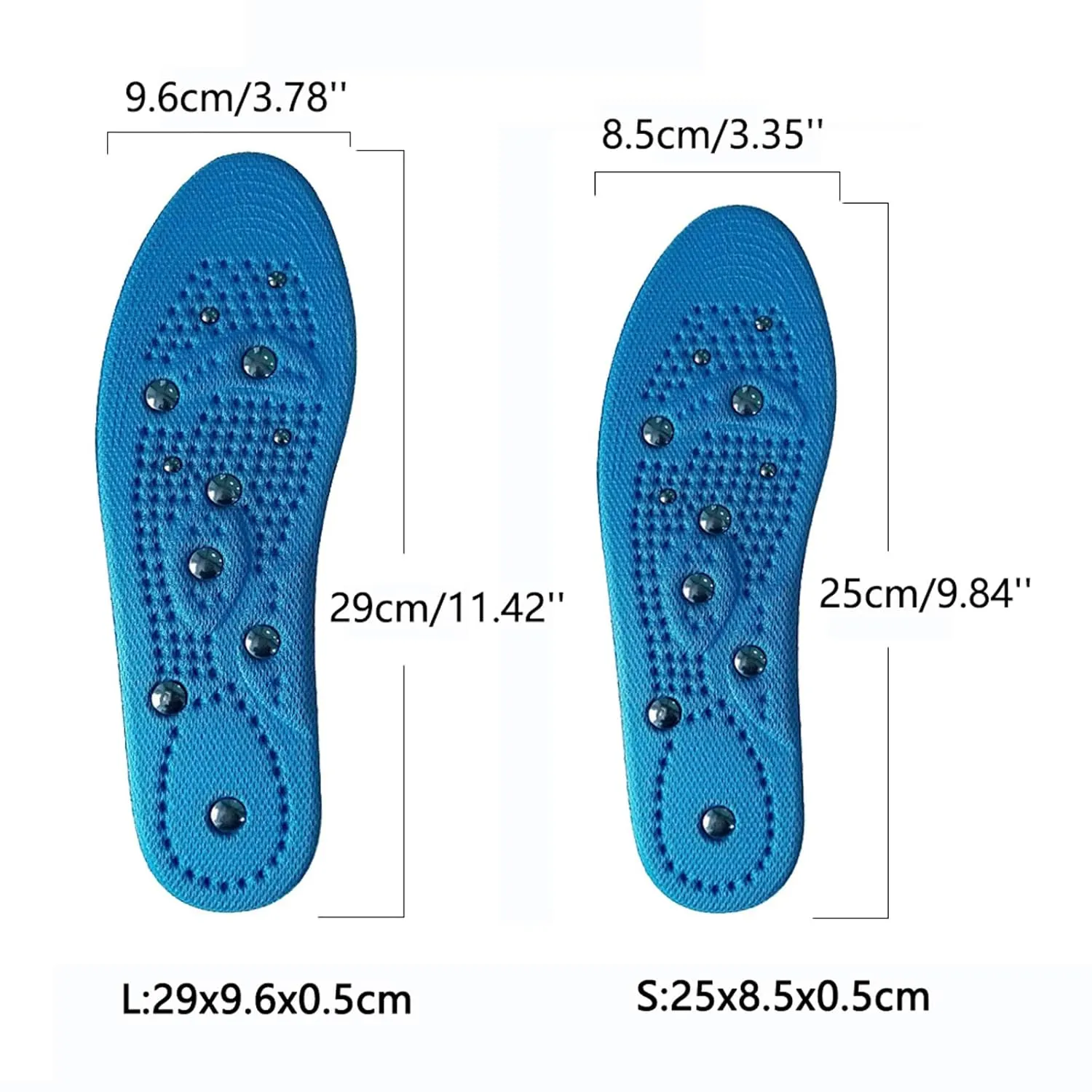 Magnetic Massage Insoles for Men Women Acupressure Magnetic Insoles Orthopedic Insoles Reflexology Insoles Improve Blood Circulation Plantar Fasciitis Foot Health Care,L,Blue