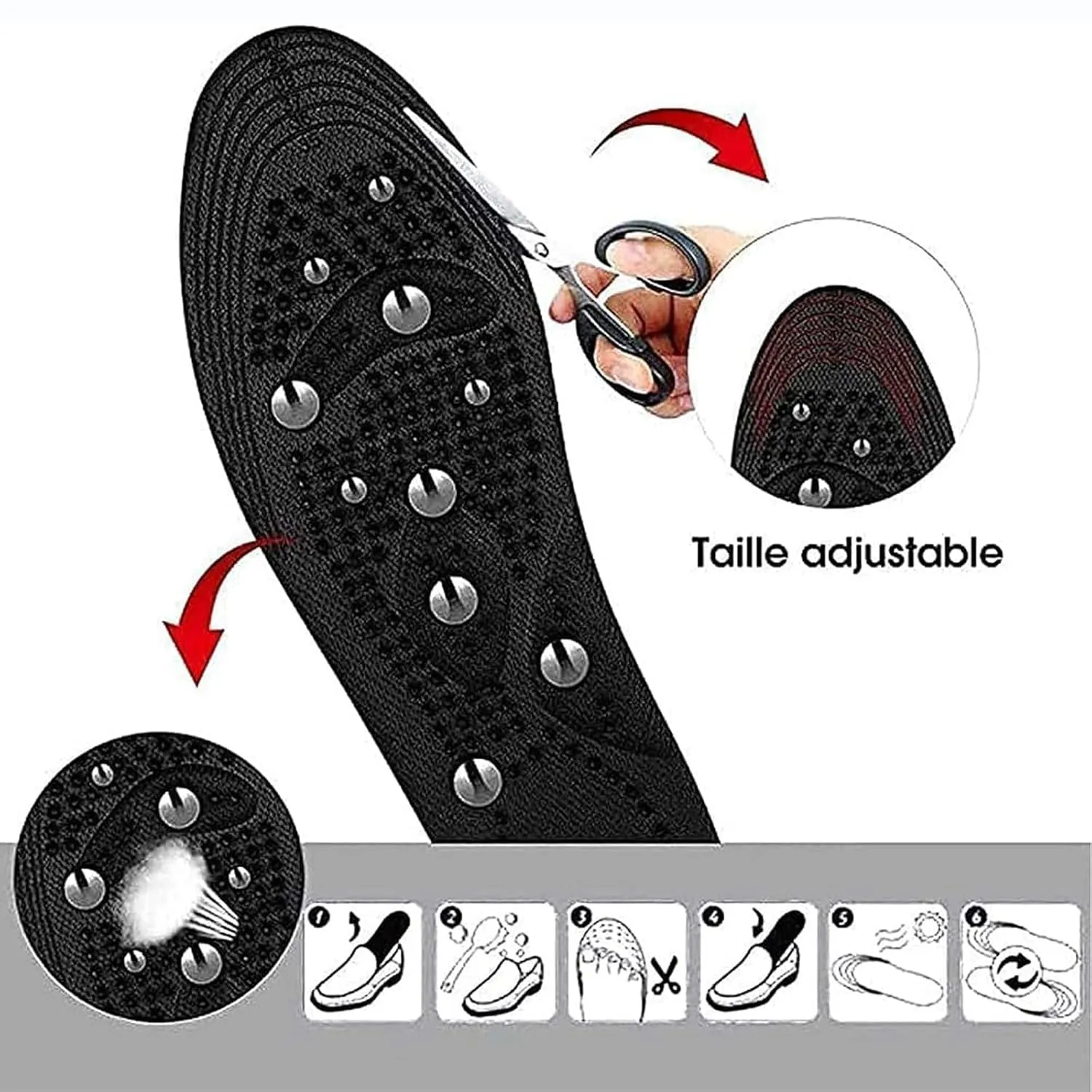 Magnetic Massage Insoles for Men Women Acupressure Magnetic Insoles Orthopedic Insoles Reflexology Insoles Improve Blood Circulation Plantar Fasciitis Foot Health Care,L,Blue