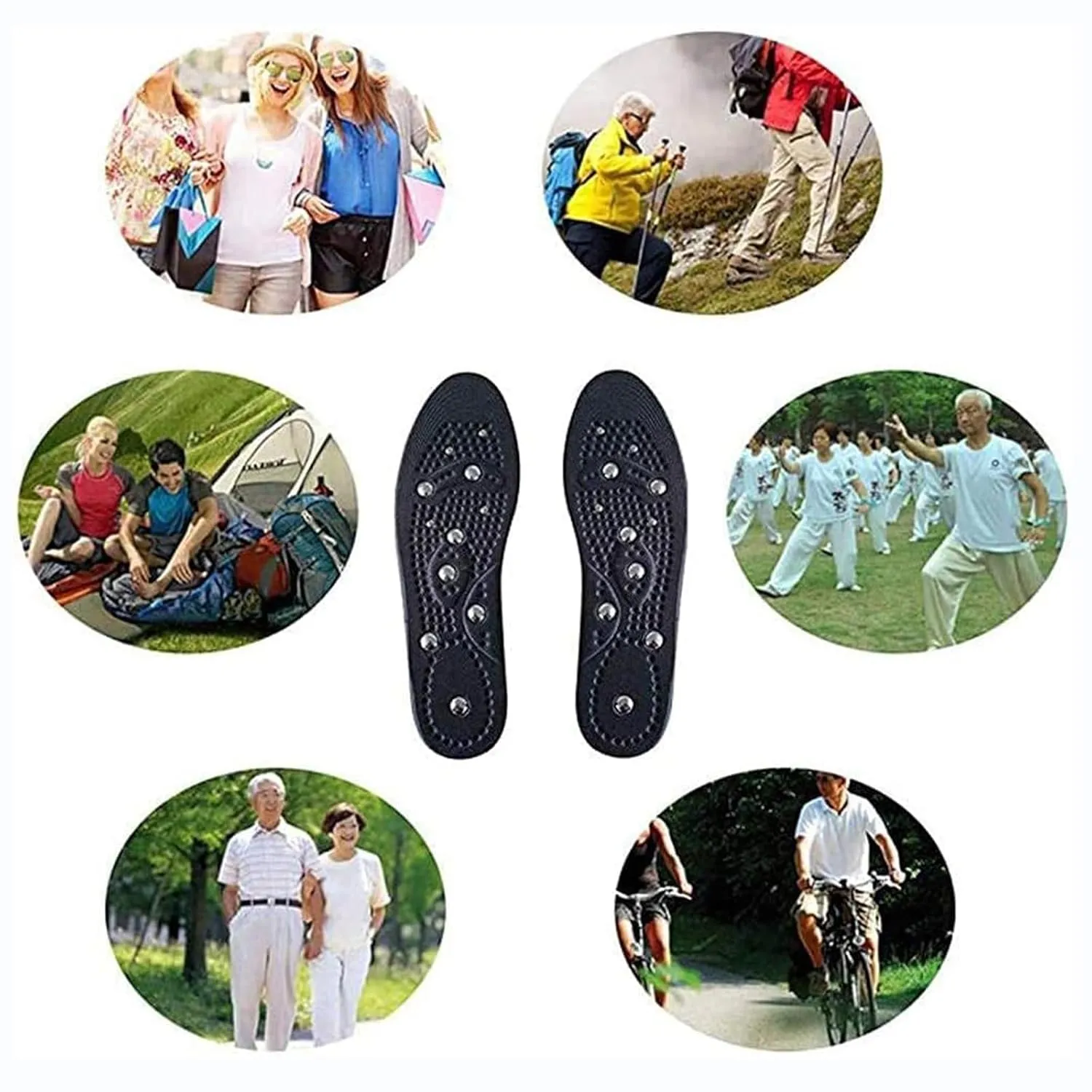 Magnetic Massage Insoles for Men Women Acupressure Magnetic Insoles Orthopedic Insoles Reflexology Insoles Improve Blood Circulation Plantar Fasciitis Foot Health Care,L,Blue