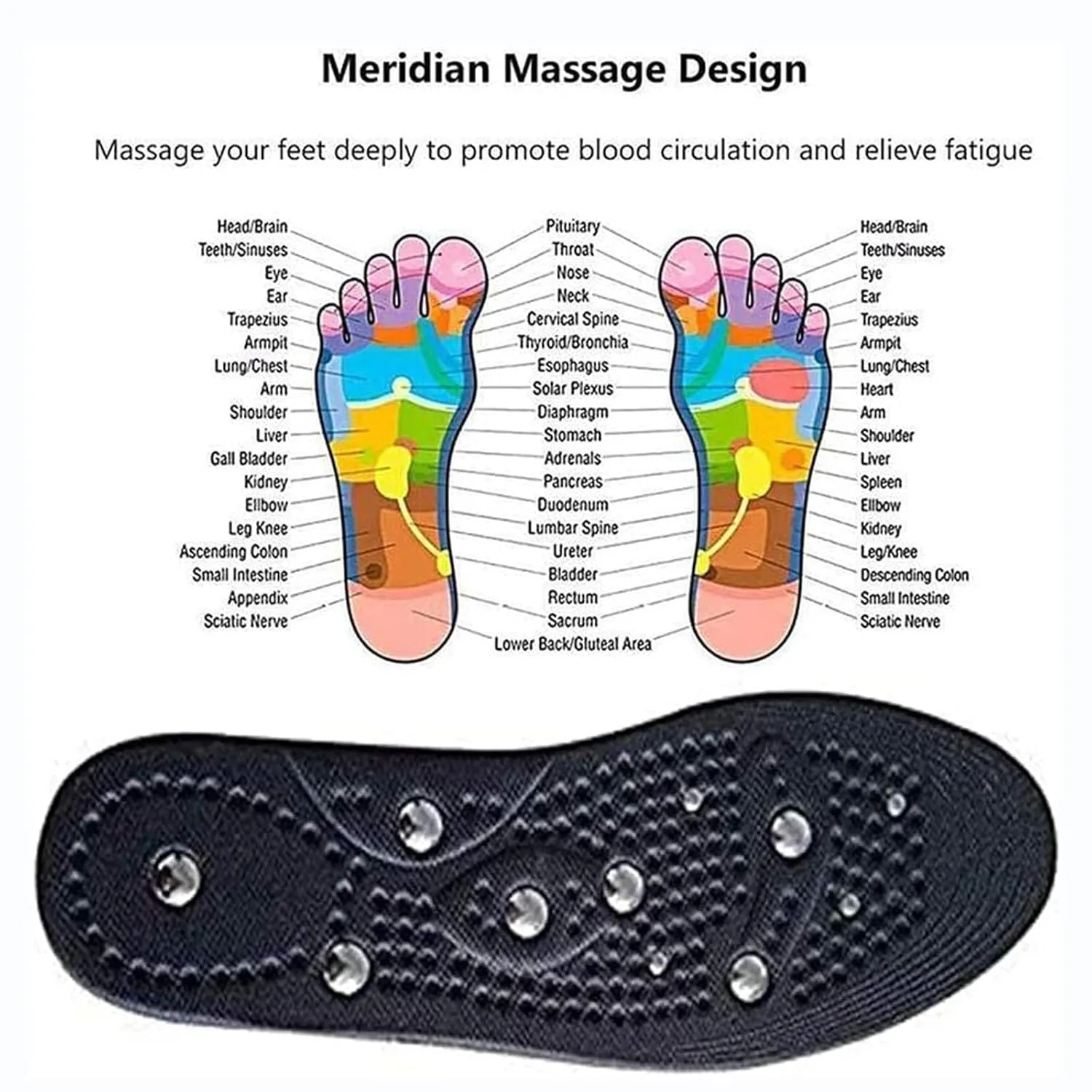 Magnetic Massage Insoles for Men Women Acupressure Magnetic Insoles Orthopedic Insoles Reflexology Insoles Improve Blood Circulation Plantar Fasciitis Foot Health Care,L,Blue