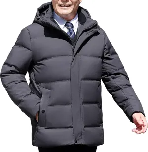 Maiyifu-GJ Men's Hooded Winter Down Coat Lightweight Warm Puffer Jacket Windproof Thicken Padded Jackets Windbreaker