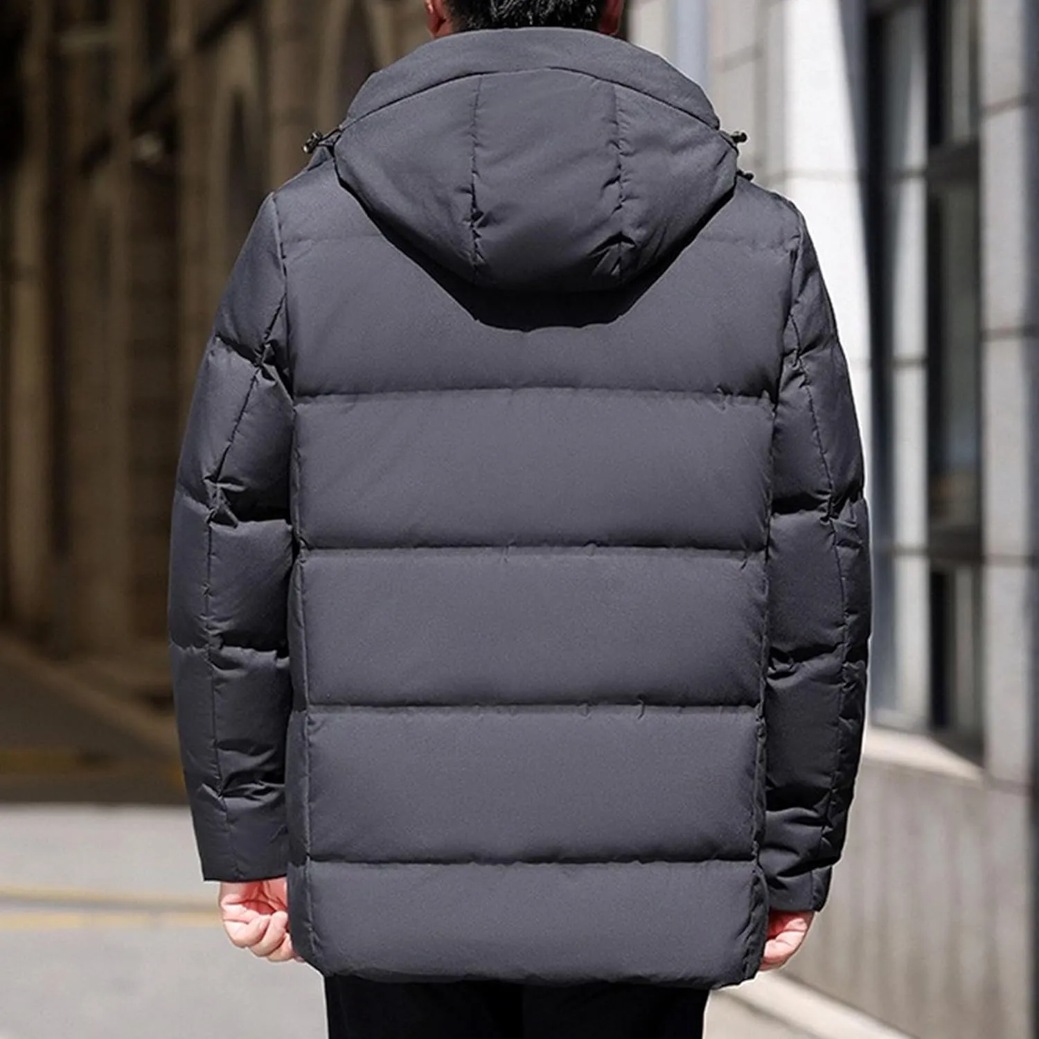 Maiyifu-GJ Men's Hooded Winter Down Coat Lightweight Warm Puffer Jacket Windproof Thicken Padded Jackets Windbreaker