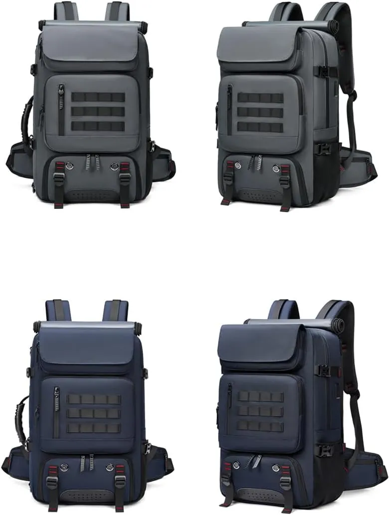 Men travel backpack,waterproof 17 inch Business Laptop with Separate Shoe Bag,Hidden USB charging port Hiking backpack 50L outdoors trekking  (blue)