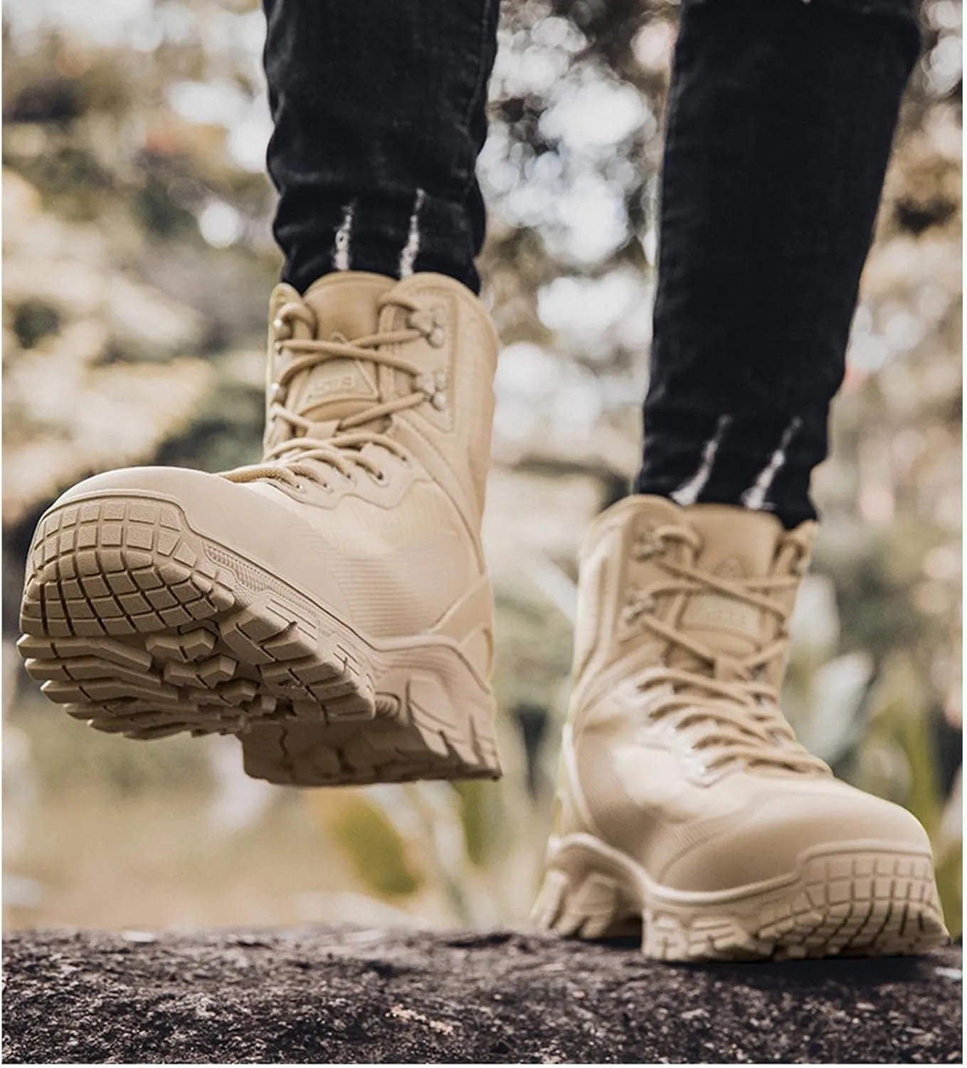 Men's 8 Inches Tactical Boots Lightweight Waterproof Hiking Outdoor Work Military Combat Boots