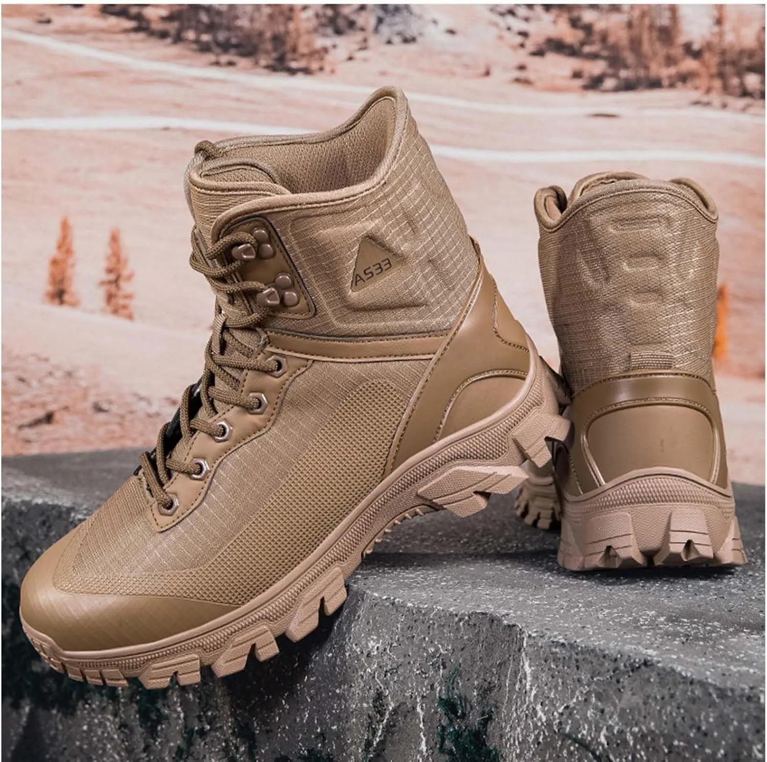 Men's 8 Inches Tactical Boots Lightweight Waterproof Hiking Outdoor Work Military Combat Boots