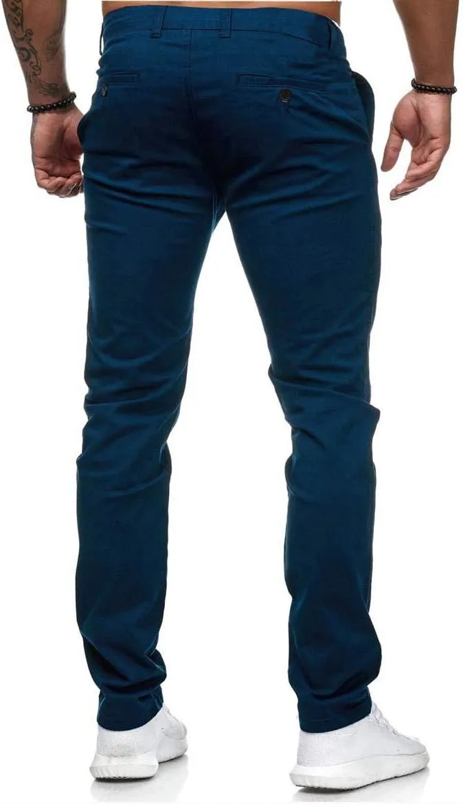 Mens Chinos Casual Pants Skinny Fit Stretch Flat Front Flex Waist Dress Pant Lightweight Comfort Straight Dress Slacks