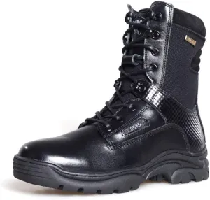 Mens Combat Boots, Outdoor Hiking Breathable Tactical Boots Non-Slip Commando Cowhide Military Boots,Black- 39/UK 6.5/US 7