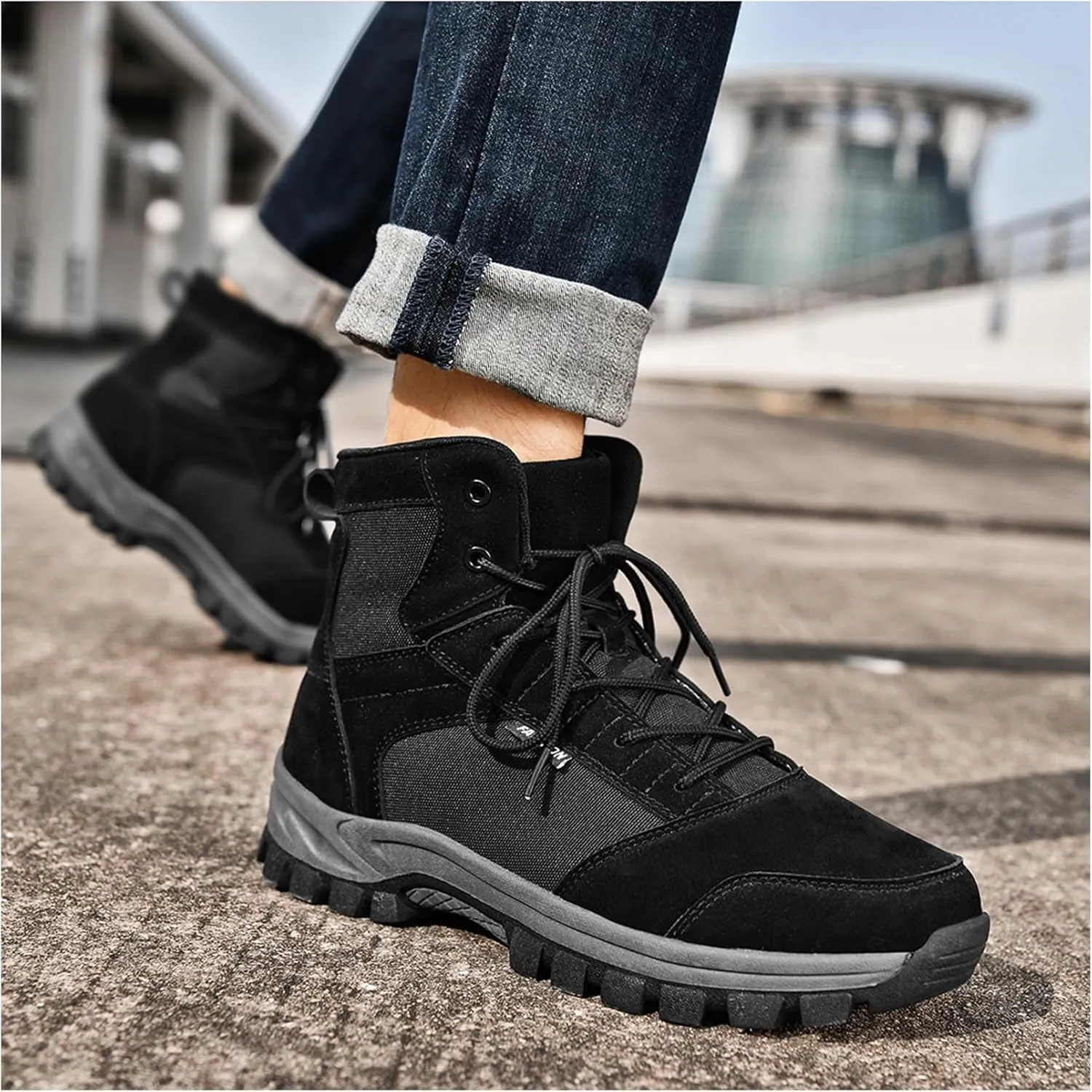 Men's Hiking Boots 6 Inches Tactical Work Boot Lightweight Suede Leather Military Combat Motorcycle Boots
