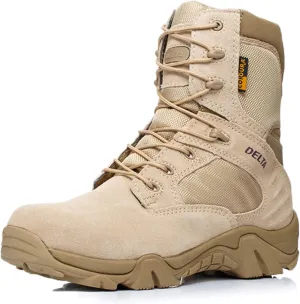 Men's Hiking Boots High Top Waterproof Walking Outdoor Lightweight Shoes Backpacking Trekking Trails Sand-EU42/US8.5