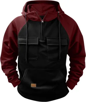 Men's Hoodies with Quarter Zip Pullover, Stylish and Comfortable Zipper Hoodie for Outdoor Activities