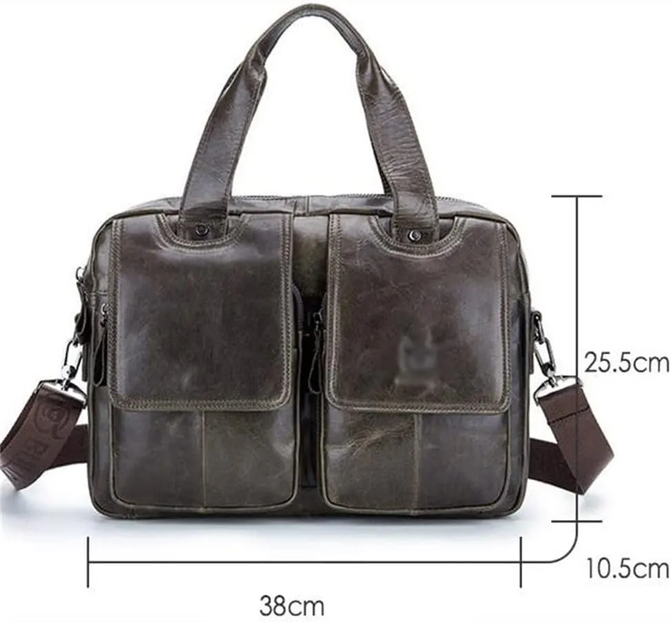 Men's Leather Multifunctional Single Shoulder Crossbody Men's Bag Layer Cowhide Fashion Handbag Briefcase