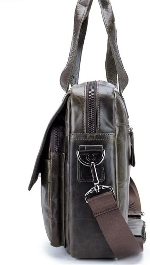 Men's Leather Multifunctional Single Shoulder Crossbody Men's Bag Layer Cowhide Fashion Handbag Briefcase