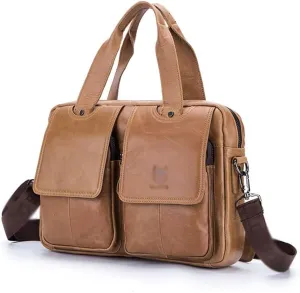 Men's Leather Multifunctional Single Shoulder Crossbody Men's Bag Layer Cowhide Fashion Handbag Briefcase