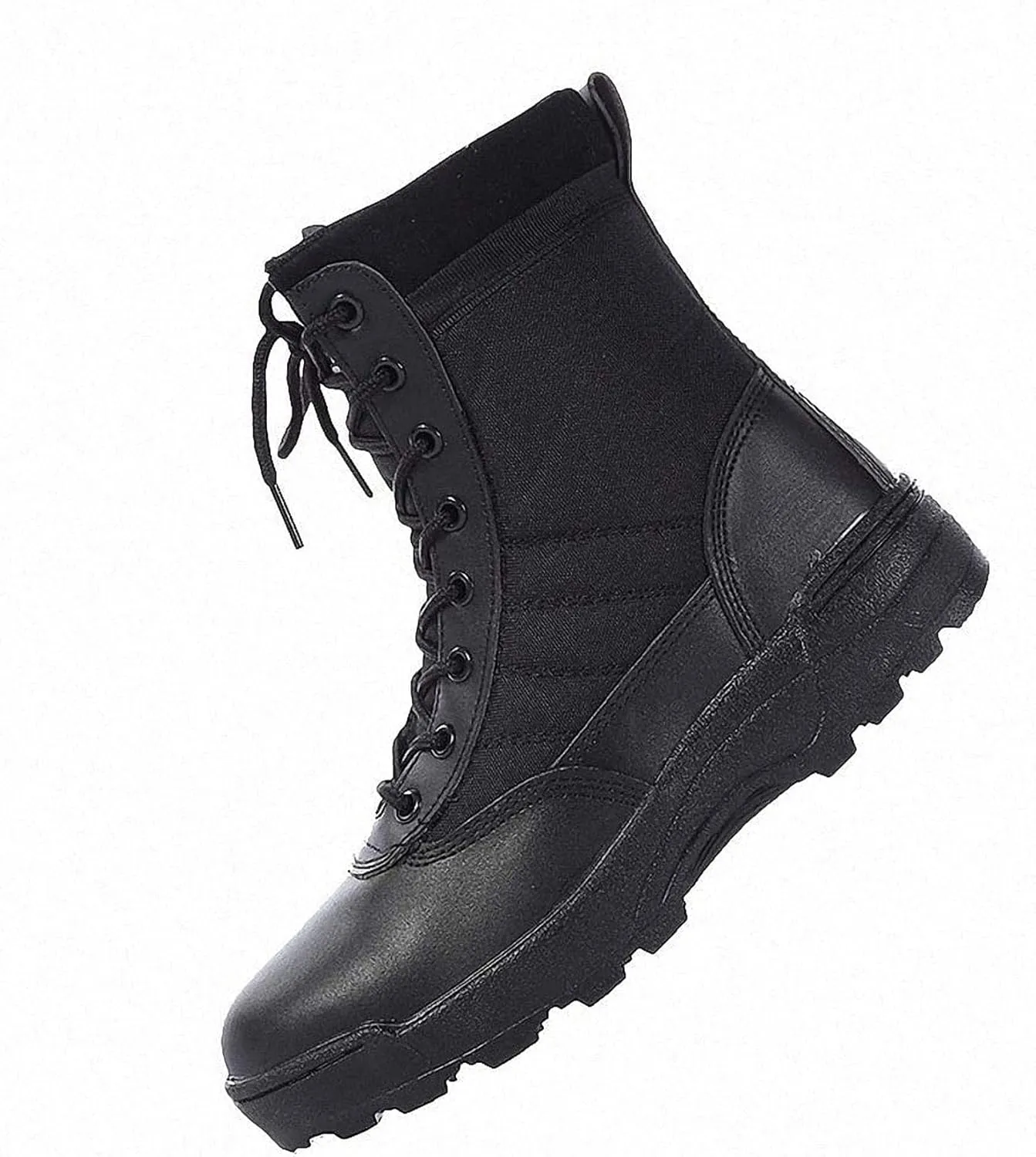 Mens Military Combat Tactical Army Infantry Boots Breathable Round Toe Side Zipper Waterproof Leather Lace-up Shoes for Backpacking Outdoor Hiking Camping Climbing Trekking Hunting Walking Footwear