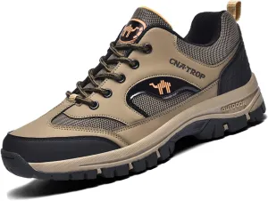 Men's Outdoor Lace-up Hiking Orthopedic Shoes,Low Waterproof Wear-Resistant Outdoor Lightweight Trail Trekking Sneakers