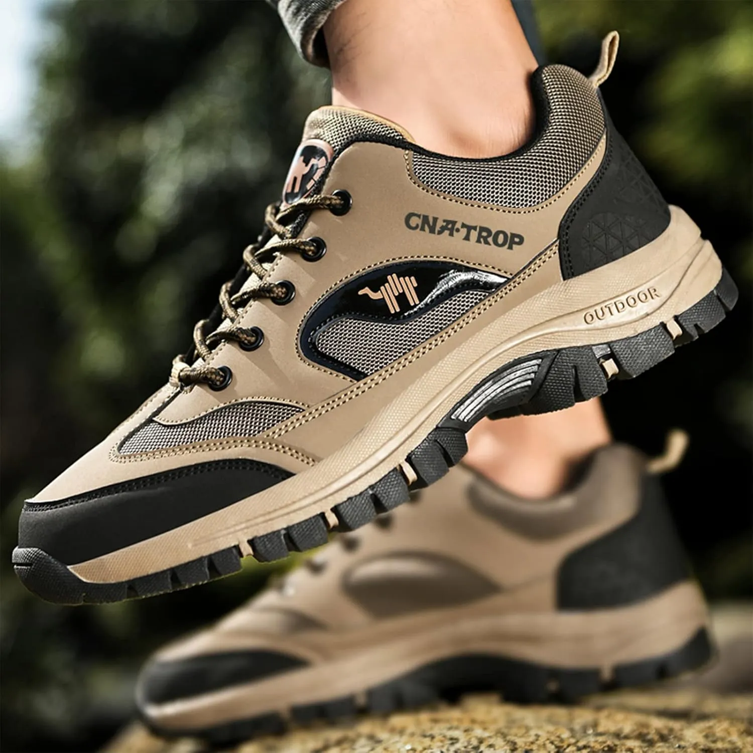Men's Outdoor Lace-up Hiking Orthopedic Shoes,Low Waterproof Wear-Resistant Outdoor Lightweight Trail Trekking Sneakers