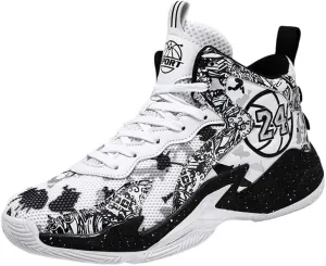 Men's Purple & White Basketball Sneakers  Camouflage High-Top Lace-Up Design | All-Season Comfort, Sports & Casual Wear