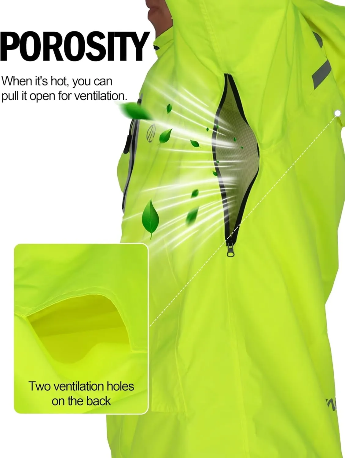 Men's Rain Jacket, Waterproof Windproof Reflective Hood Rain Coat, Lightweight Breathable Windbreaker with 4 Pockets