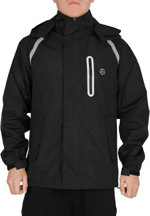 Men's Rain Jacket, Waterproof Windproof Reflective Hood Rain Coat, Lightweight Breathable Windbreaker with 4 Pockets