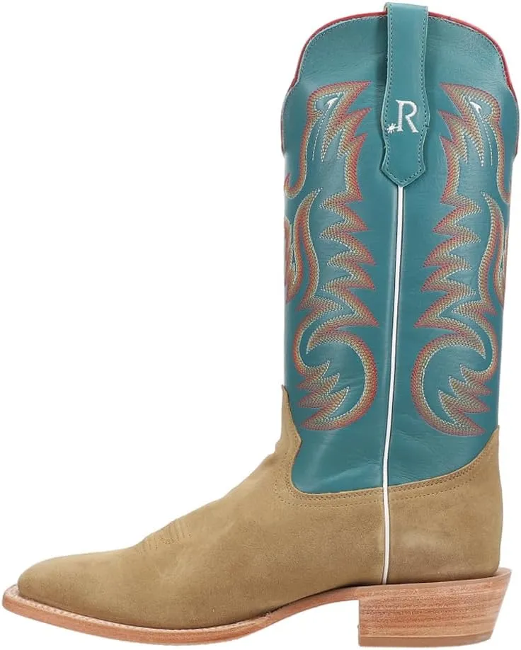 Mens Sand Rough Out Wide Square Toe Casual Boots Mid Calf - Blue, Brown