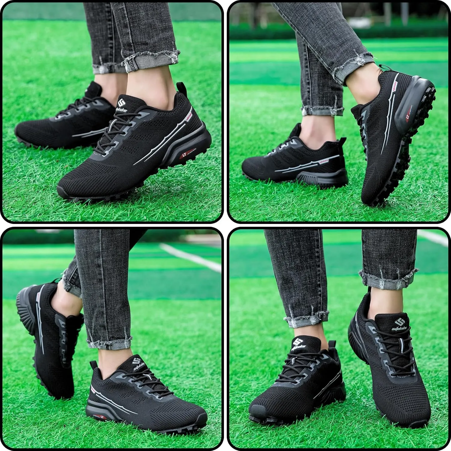 Men's Trail Running Shoes Lightweight Breathable Walking Hiking Sneakers Outdoor Athletic Tennis Cross Training Shoes