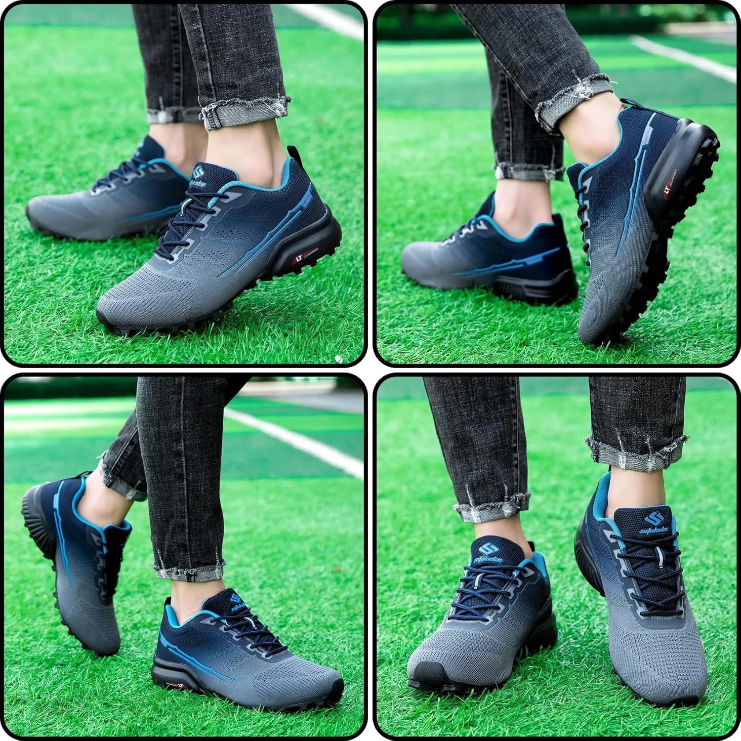 Men's Trail Running Shoes Lightweight Breathable Walking Hiking Sneakers Outdoor Athletic Tennis Cross Training Shoes