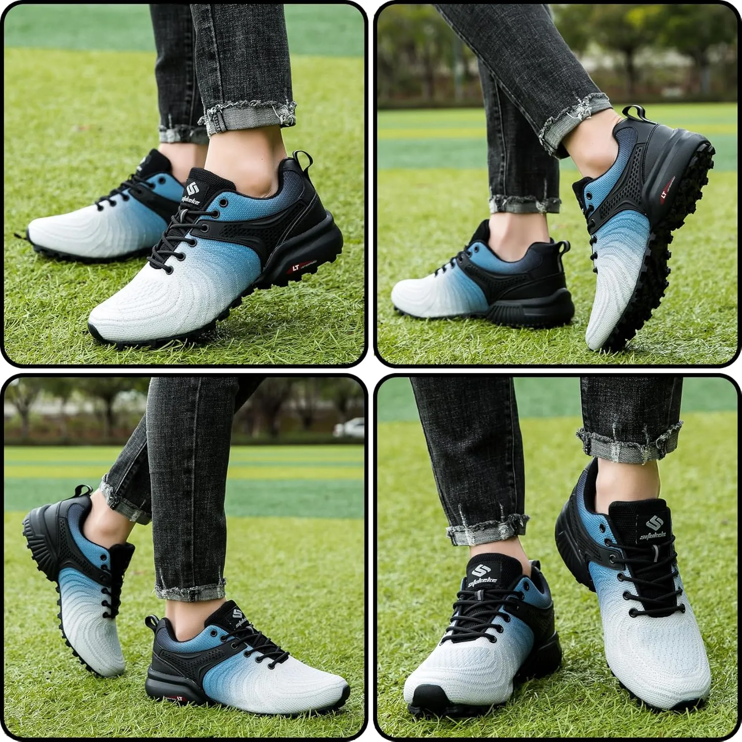 Men's Trail Running Shoes Lightweight Breathable Walking Hiking Sneakers Outdoor Athletic Tennis Cross Training Shoes