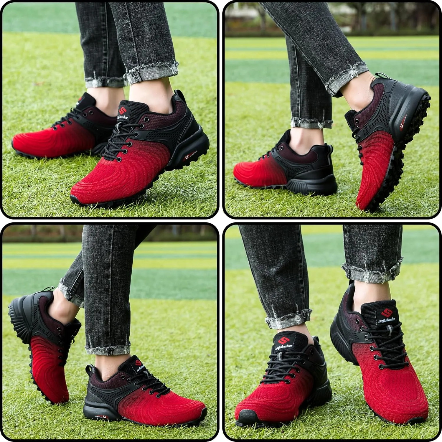 Men's Trail Running Shoes Lightweight Breathable Walking Hiking Sneakers Outdoor Athletic Tennis Cross Training Shoes