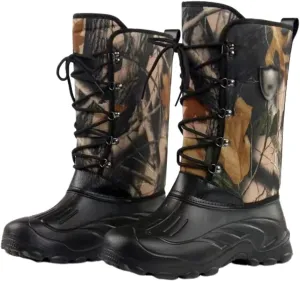 Mens Waterproof Winter Boots, Men's Camouflage Non Slip Waterproof High Top Fur Lined Fishing Snow Boots, Durable Warm Outdoor Climbing Shoes, for Hiking Trekking Walking Camping