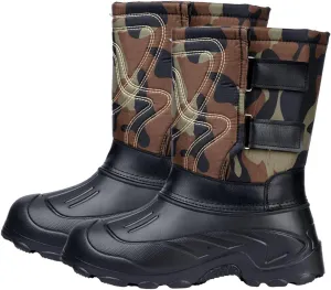 Mens Waterproof Winter Boots, Men's Camouflage Non Slip Waterproof High Top Fur Lined Fishing Snow Boots, Durable Warm Outdoor Climbing Shoes, for Hiking Trekking Walking Camping