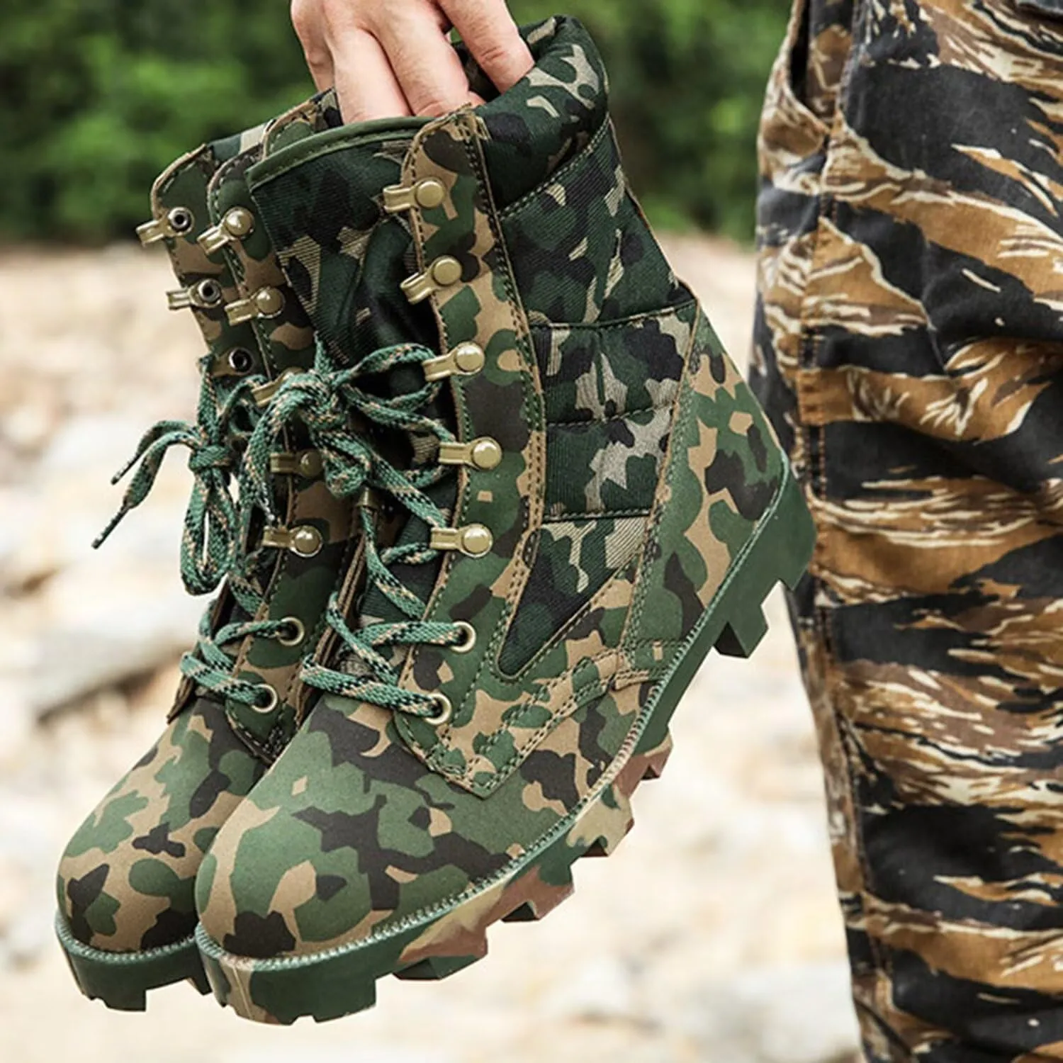 Men's Waterproof Work Military Tactical Boots Lightweight Comfortable Leather Outdoor Hiking Motorcycle Combat Boots