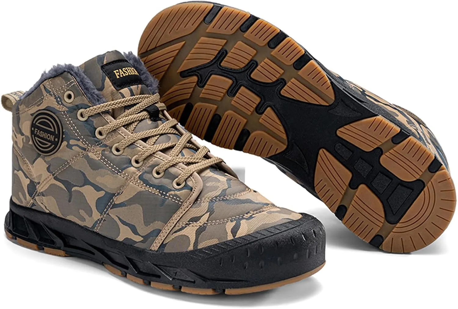 Mens Winter Trekking Snow Boots: Warm Fur Lined - Waterproof Non Slip Hiking Boot