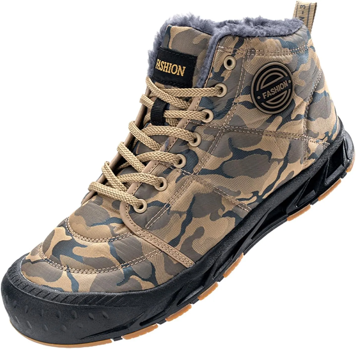 Mens Winter Trekking Snow Boots: Warm Fur Lined - Waterproof Non Slip Hiking Boot