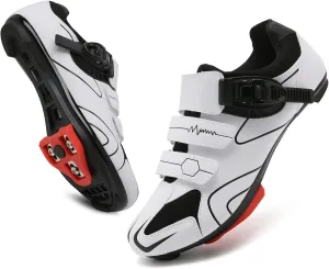 Mens Womens Cycling Shoes Compatible with Peloton Indoor Bicycle Pedals Clip in Road Bike Shoes Pre-Installed with Look Delta Cleats