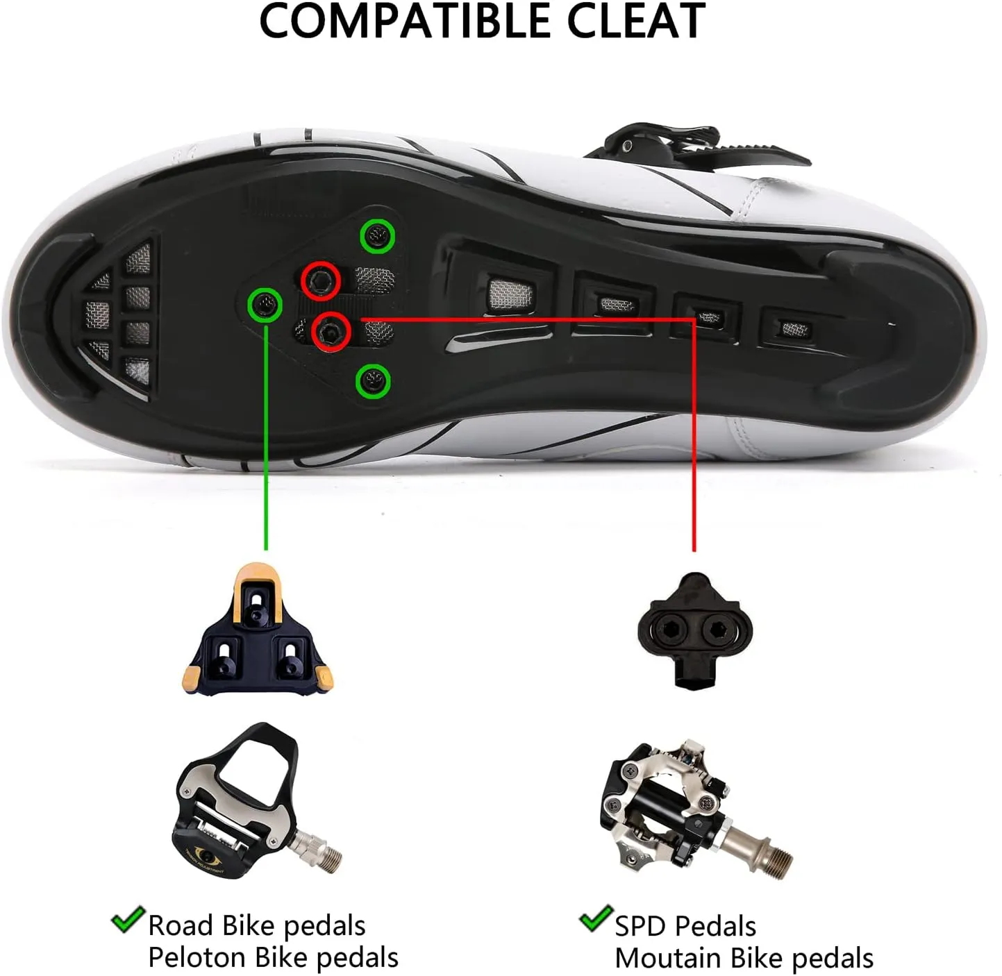 Mens Womens Cycling Shoes Compatible with Peloton Indoor Bicycle Pedals Clip in Road Bike Shoes Pre-Installed with Look Delta Cleats