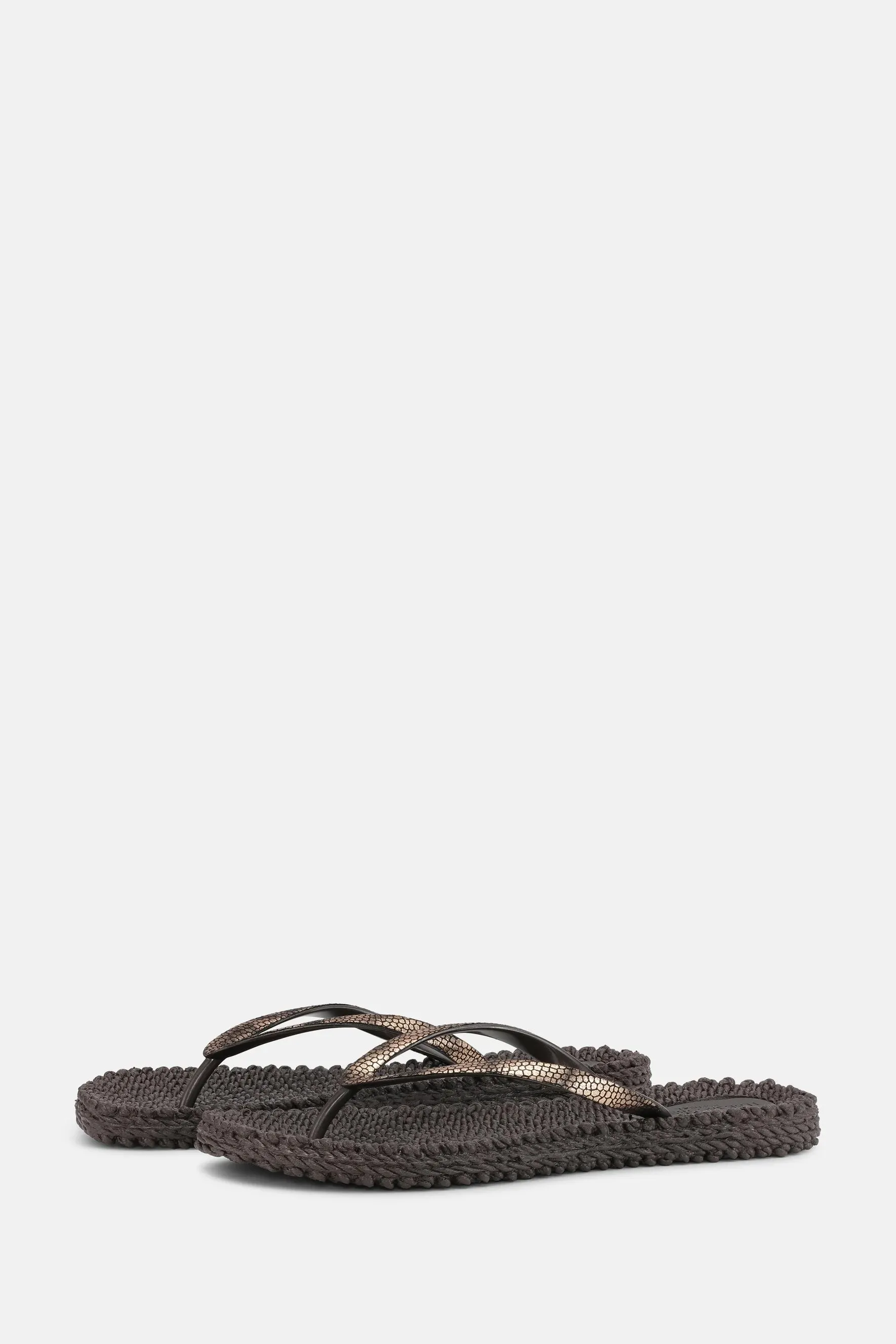 Metallic Snake Print Flip Flop - Prune