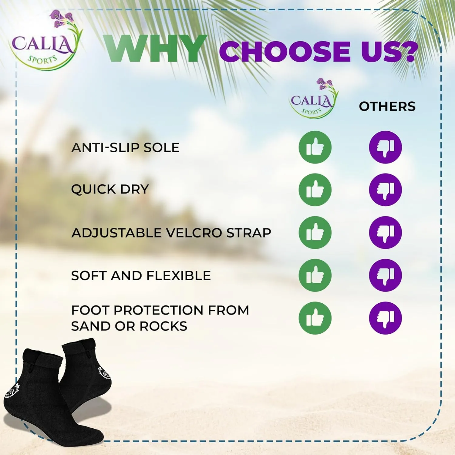 Neoprene Beach Socks - Water and Sand Socks for Men and Women